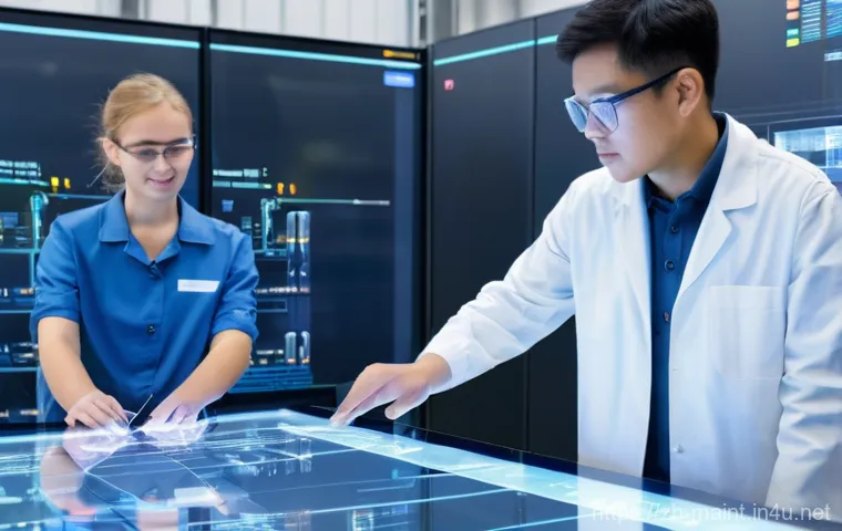 유지보수 관련 생산성 향상 사례 연구 - **Prompt 2: AI-Powered Predictive Maintenance Intervention**
    Inside a dynamic, well-lit factory,...