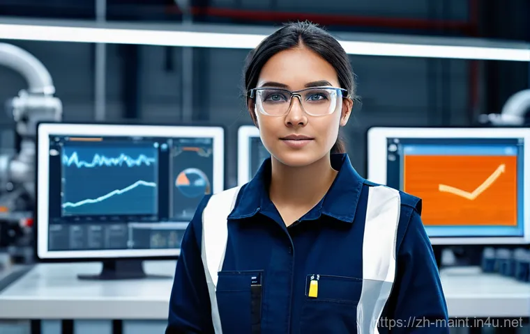 설비 유지보수 직무에 요구되는 기술적 소양 - "A highly detailed, photorealistic image of a female maintenance engineer in her late 20s, with a fo...