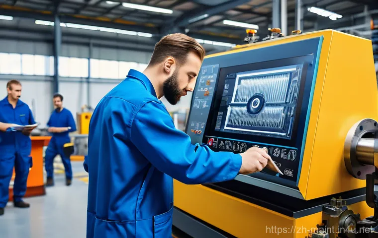 설비 유지보수 전문가가 추천하는 필독서 - **Prompt**: A diverse team of adult maintenance engineers, both male and female, meticulously inspec...