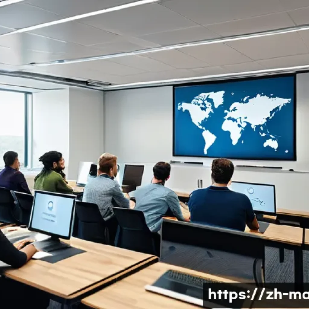 기술자 협회의 역할과 활동 - A modern professional training classroom filled with diverse adult learners attentively listening to...