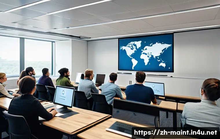 기술자 협회의 역할과 활동 - A modern professional training classroom filled with diverse adult learners attentively listening to...