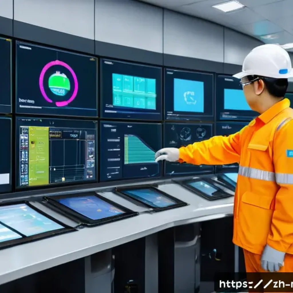 CMMS 컴퓨터화 유지보수 시스템 활용법 - A modern industrial maintenance control room featuring a large digital dashboard displaying real-tim...