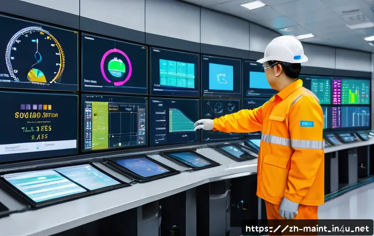 CMMS 컴퓨터화 유지보수 시스템  활용법 - A modern industrial maintenance control room featuring a large digital dashboard displaying real-tim...
