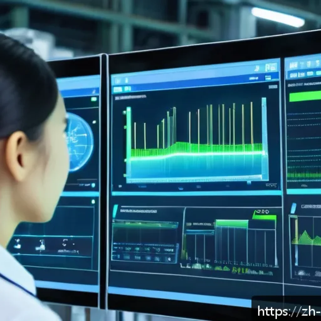 설비 보수 분야에서의 인공지능 활용 - A high-tech industrial factory scene showcasing advanced intelligent maintenance technology in actio...