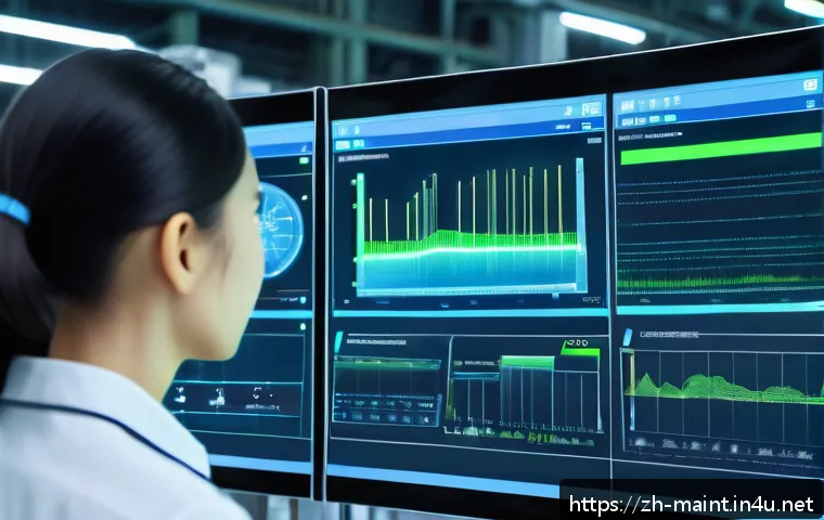 설비 보수 분야에서의 인공지능 활용 - A high-tech industrial factory scene showcasing advanced intelligent maintenance technology in actio...